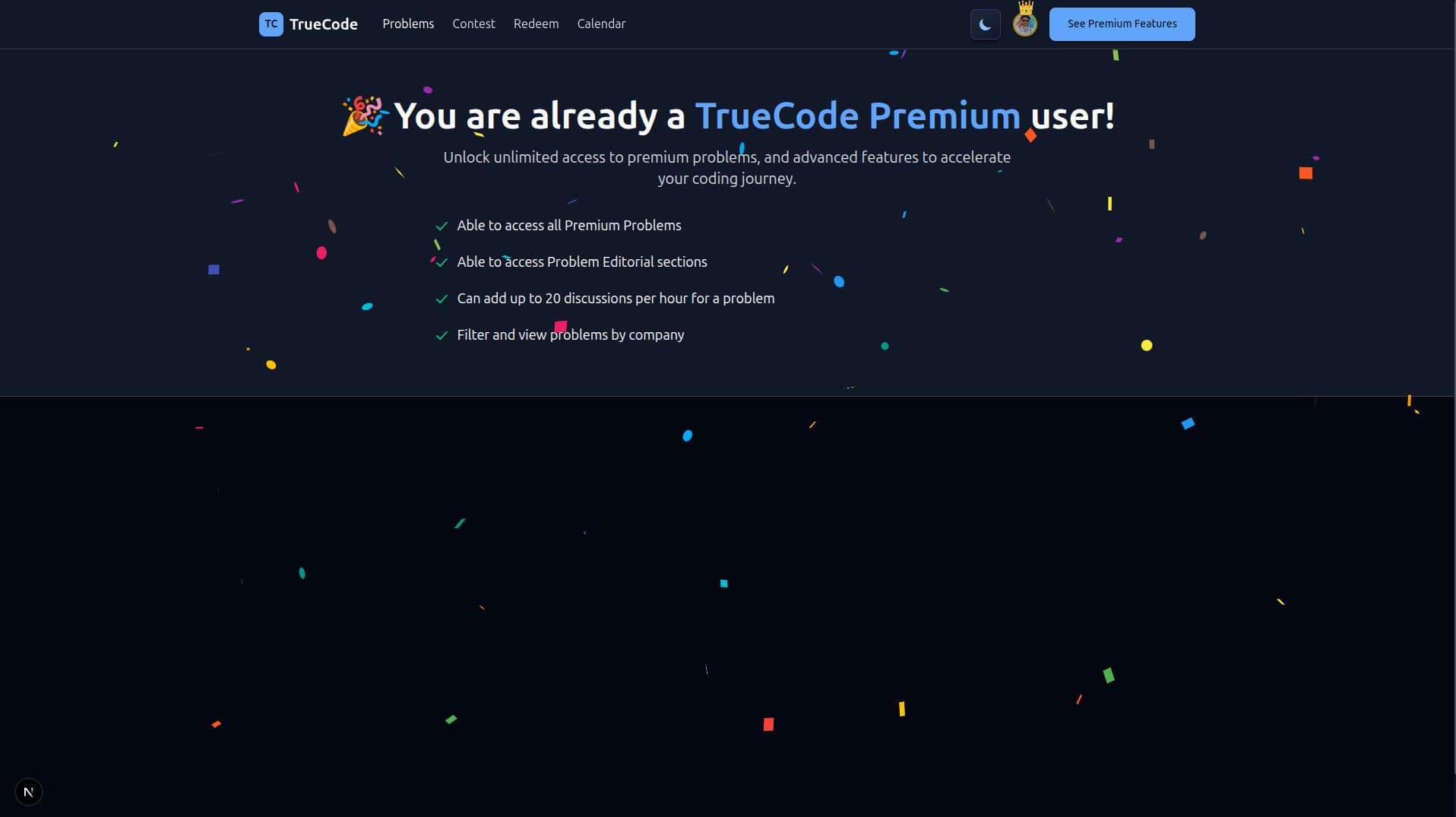 TrueCode premium subscription page